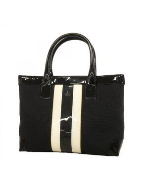 Gucci Handbag 002 Canvas Enamel Black White Gold